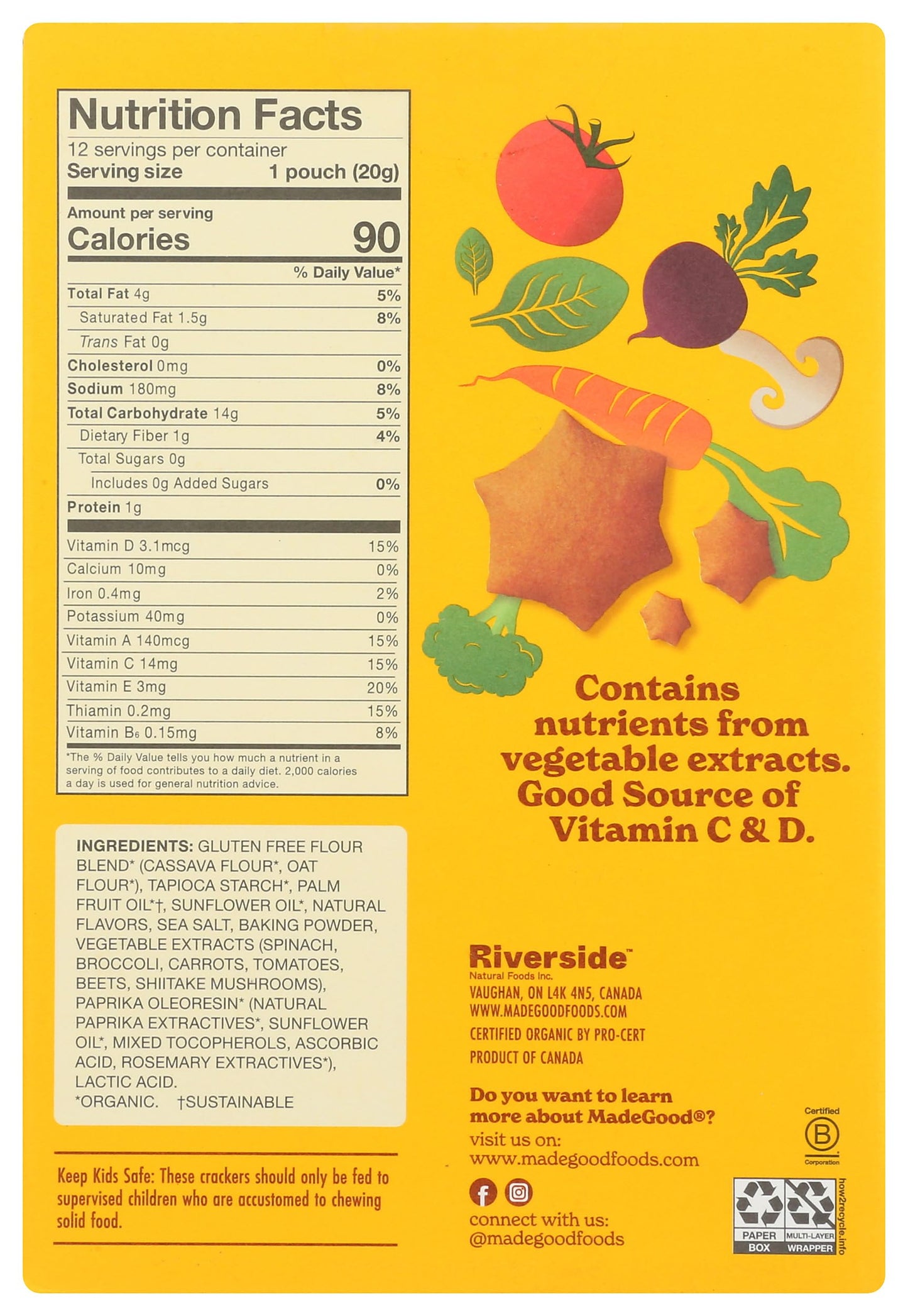 Madegood Organic Cheddar Star Puffed Crackers Multipack, 8.4 Oz