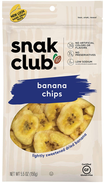 Snak Club All Natural Banana Chips, Gluten Free, Non-GMO, 5.5-Ounces (6-Pack)