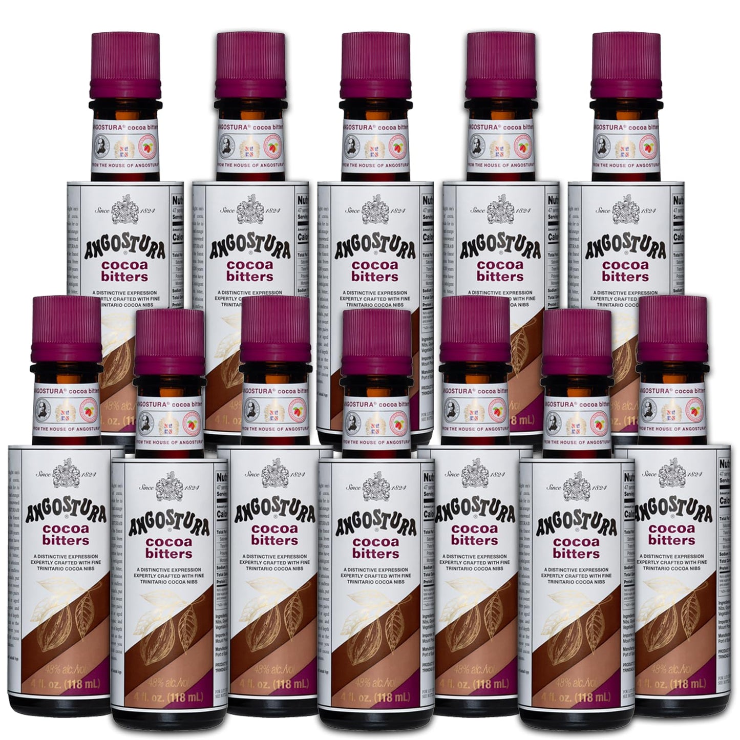 ChromaCast Angostura Cocoa Bitters - Premium Cocktail Bitters, Kosher Certified, Sodium-Free, 4 FL OZ, 12 PACK