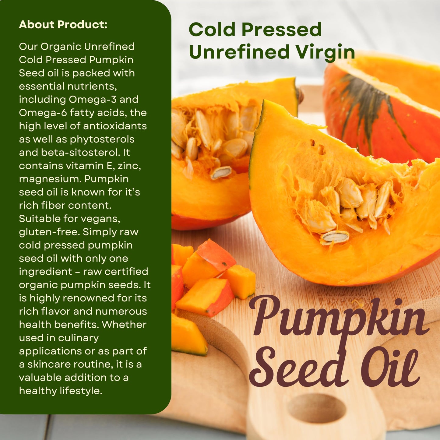 SULU ORGANICS 100% Pure Unrefined Virgin Pumpkin Seed Oil 64 Fl Oz (Pack of 1)