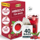 LeafLea Hibiscus Tea Bags, Caffeine-Free Herbal Tea, 40 Count, Gluten-Free, Vegan