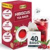 LeafLea Hibiscus Tea Bags, Caffeine-Free Herbal Tea, 40 Count, Gluten-Free, Vegan