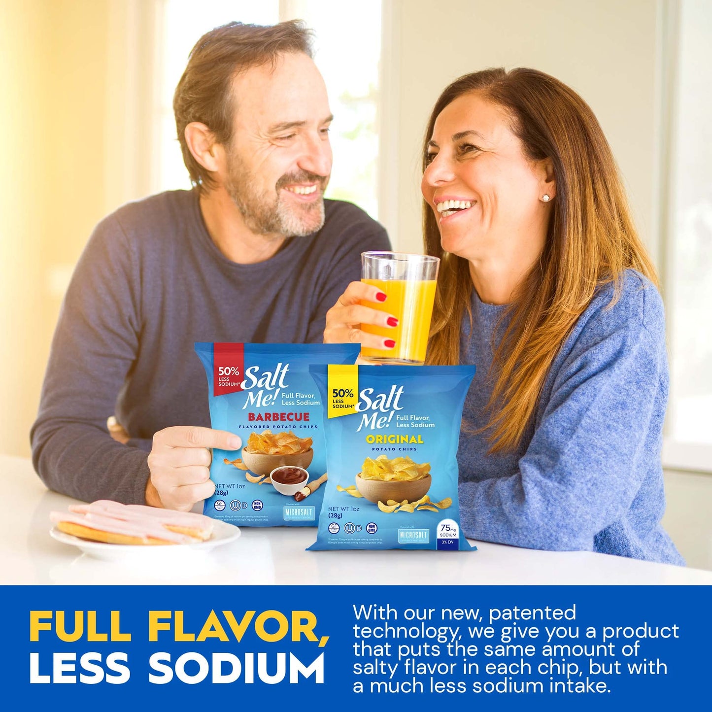Saltme! Variety Pack Better For You Potato Chips - 24Ct 1Oz Bags - 50% Less Sodium, Kosher, Healthier Snack Pack- Best Full Flav