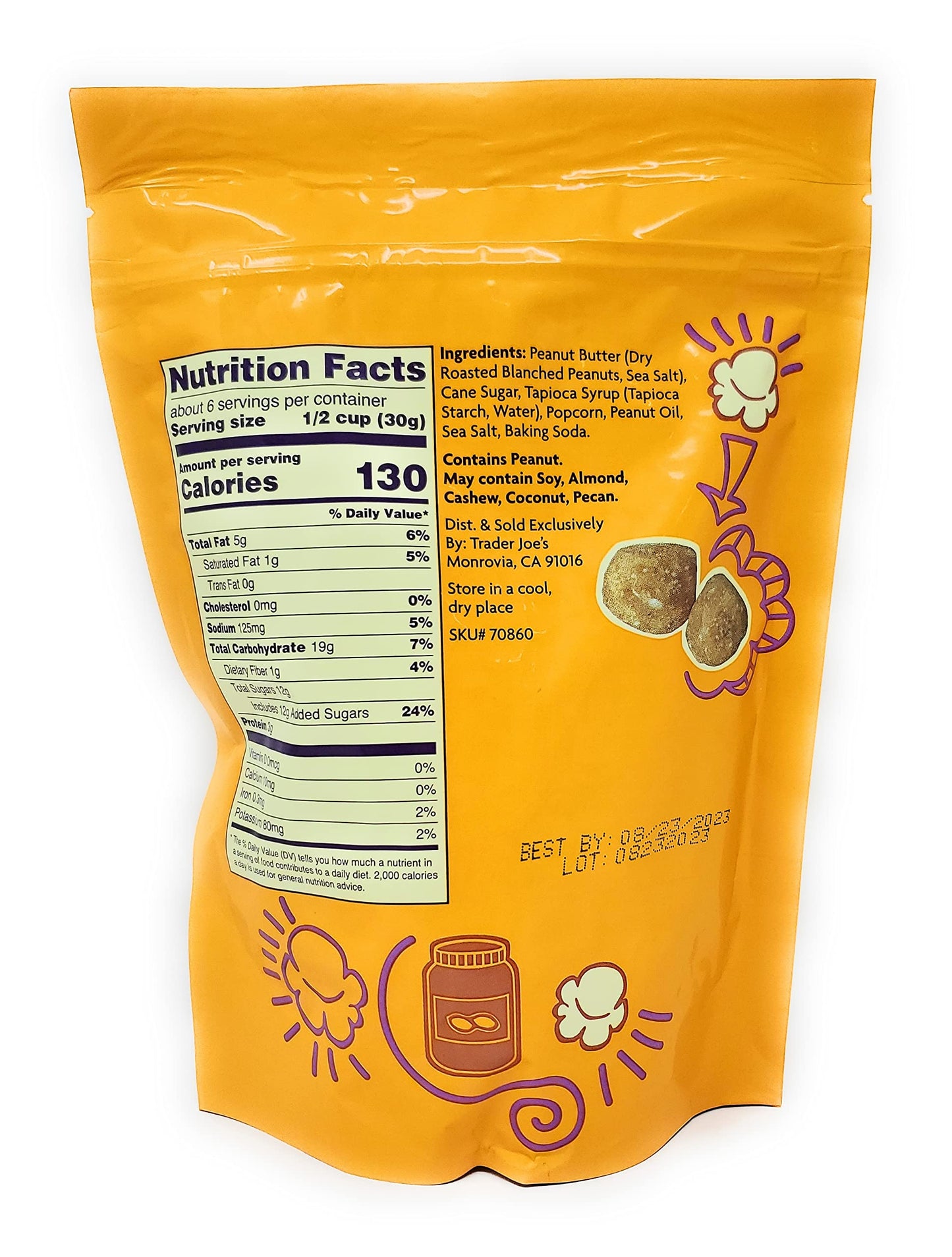 Peanut Butter Caramel Coated Popcorn 6 Oz/170G (Pack Of 1)