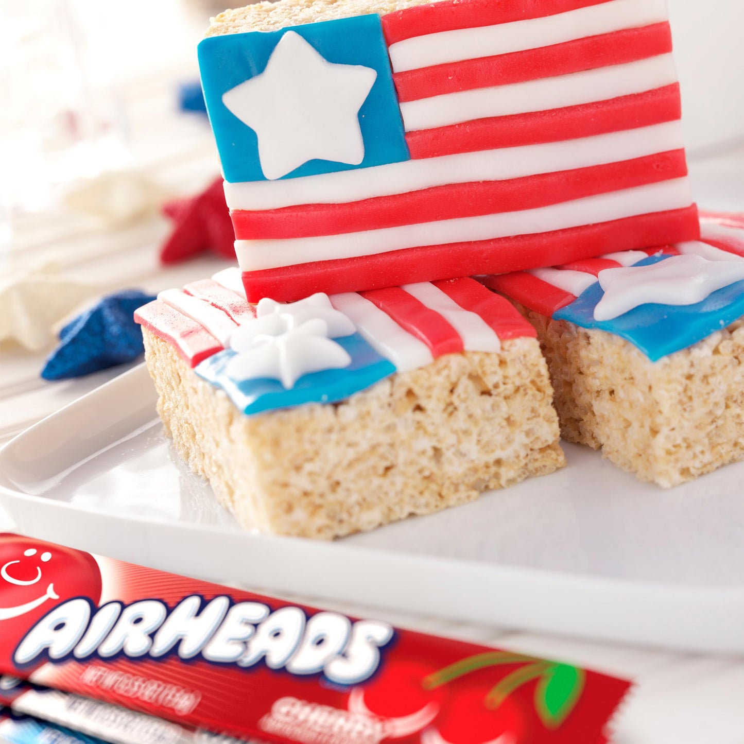 Airheads Mini-Size Bars Red, White & Blue, Taffy Candy Assorted Bag, Individually Wrapped Candy, Three Assorted Flavors, 12Oz