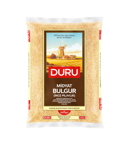 Duru Medium Coarse Bulgur, 2000 g, Wheat Berries, 100% Natural and Certificated, High Fiber and Protein, Non-GMO, Great for Vega