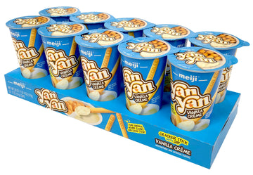 Meiji Yan Yan Dipping Sticks, Vanilla Crme - 2 Oz, Pack Of 10 - Cracker Sticks With Fun Animals Phrases