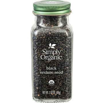 Simply Organic Black Whole Sesame Seed, 3.28-Ounce Jar, Pure, Organic, Un-Hulled, Crunchy, Nutty Umami Flavor, Toasty & Smoky