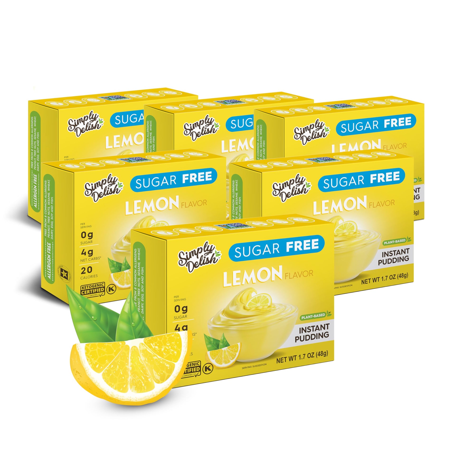 Simply Delish Instant Delicious Lemon 6 Pack Pudding Mix - Delicious Guilt Free Desserts - All Natural, Sugar Free, Keto, Non Gm