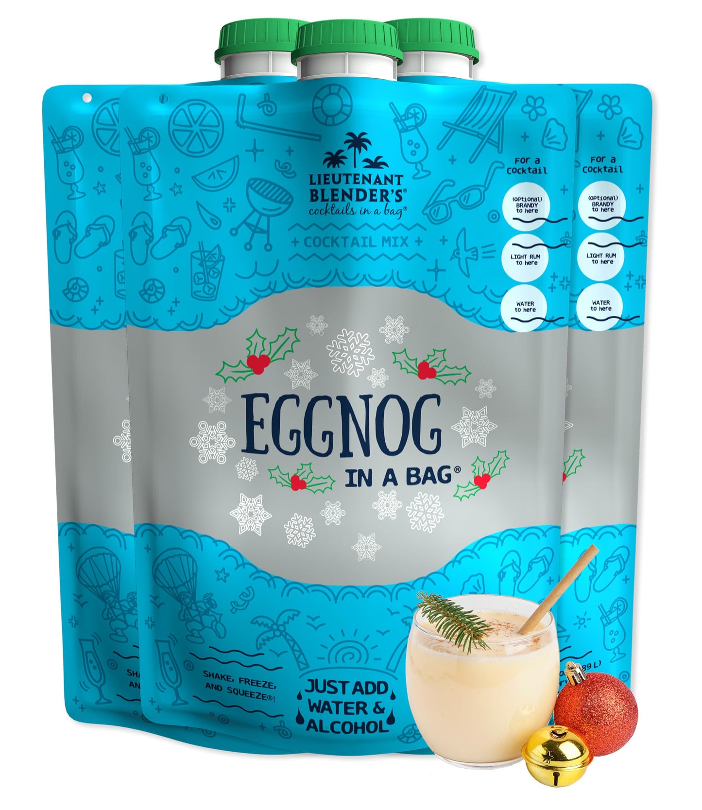 Lt. BlenderS All Natural Eggnog Drink Mix For Festive Holidays  Creamy Non-Beverage-Style Eggnog Mixed Flavor Mix  Easy To Make  16 Servings In A Resealable Bag (Pack Of 3)