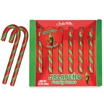 Archie Mcphee'S Jalapeo Candy Canes - 6 Count, 9 Grams Each - Mexican Cuisine Inspired Holiday Candy, Perfect Christmas Stocking