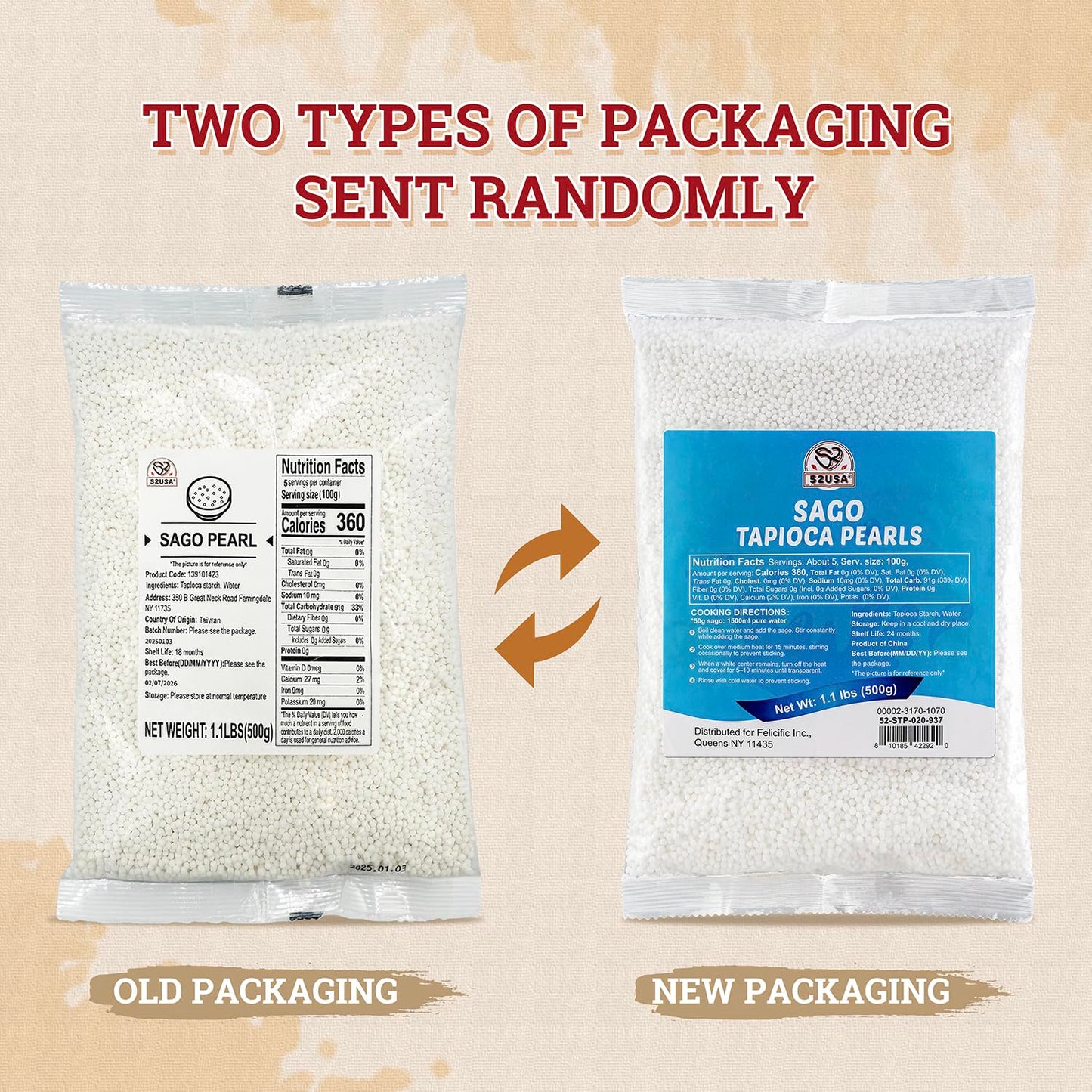 52USA Sago Pearls  Small Tapioca Pearls 1.1 lbs (500g)  White Sago for Desserts and Bubble Milk Tea  All Natural  Vegan  Non-GMO  Gluten-Free