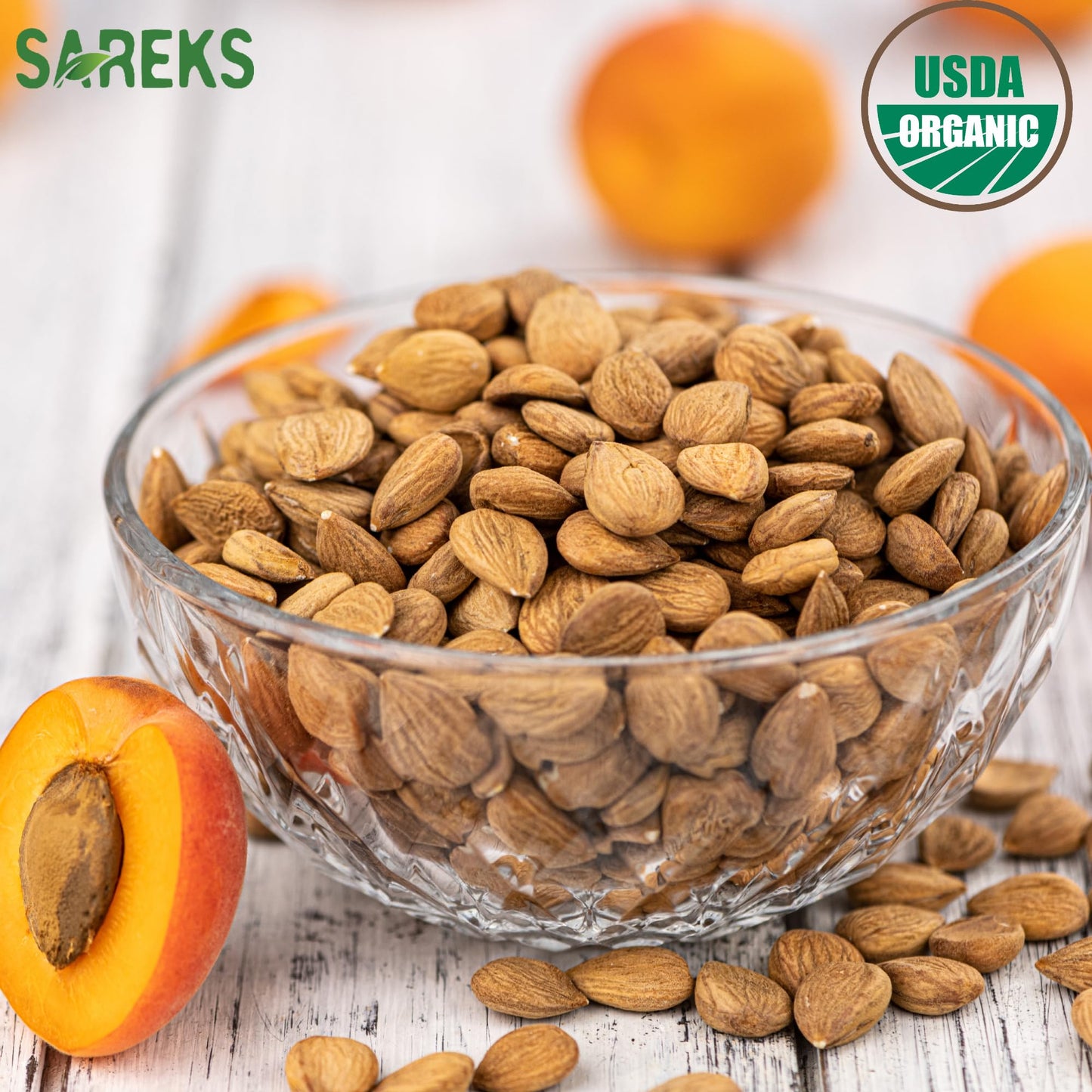Bitter Apricot Kernels Organic Raw (1Lb),%100 Usda Organic Certified Seeds, Non-Gmo, Product Of Turkey, Gluten Free, Resealable Bag