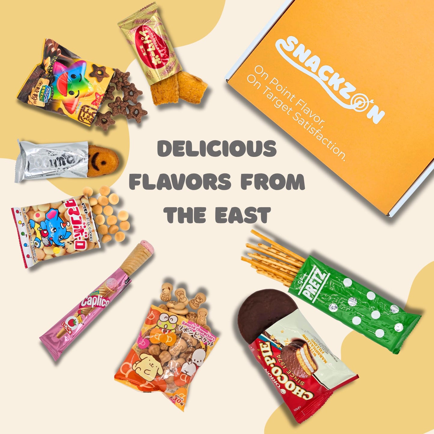 SNACKZON Assorted Japanese Korean Snacks Gift Set - 39 Pieces, Sweet & Savory