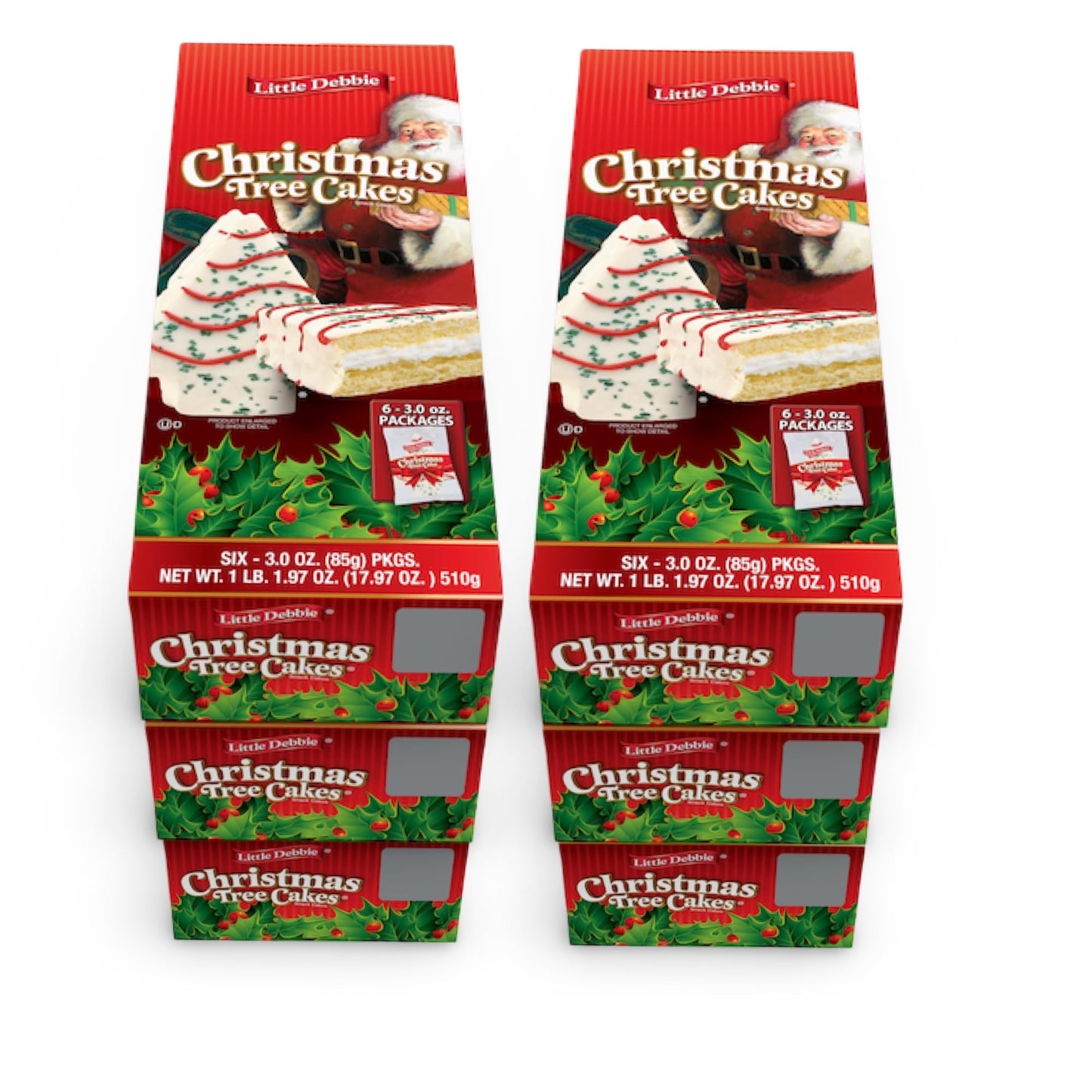 Little Debbie Christmas Tree Cakes - Vanilla | Mega Sized 3 oz Single Serve Snack Cakes, 6 Per Box, 9 Box Case (54 Total Cakes)