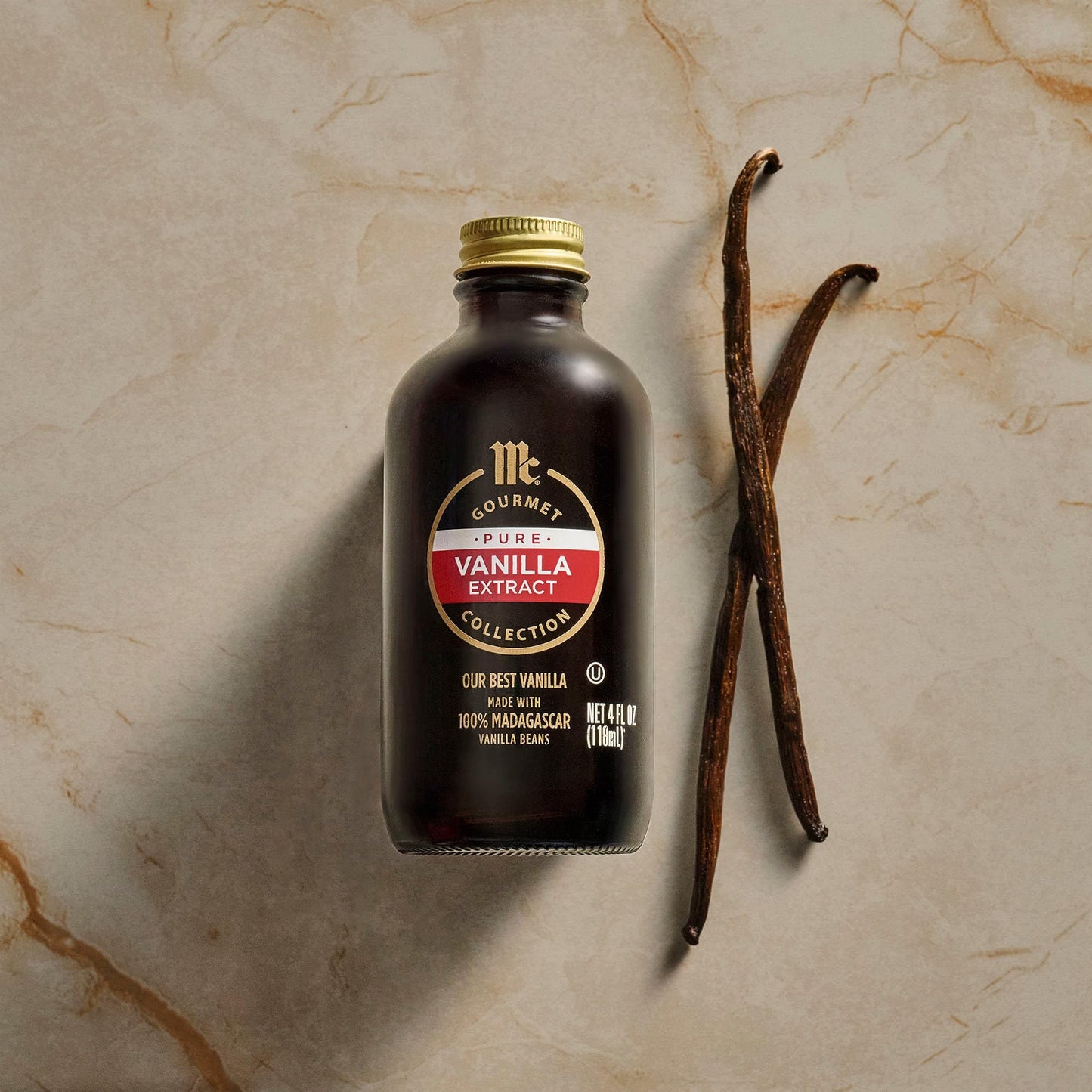 McCormick Gourmet Collection Vanilla Extract  Pure  Our Best Herbs & Spices  Crafted in Small Batches with 100% Madagascar Vanilla Beans  Elevates Cookies  Pancakes  Waffles  Coffee  Sauces  Glazes  and More  4 fl oz