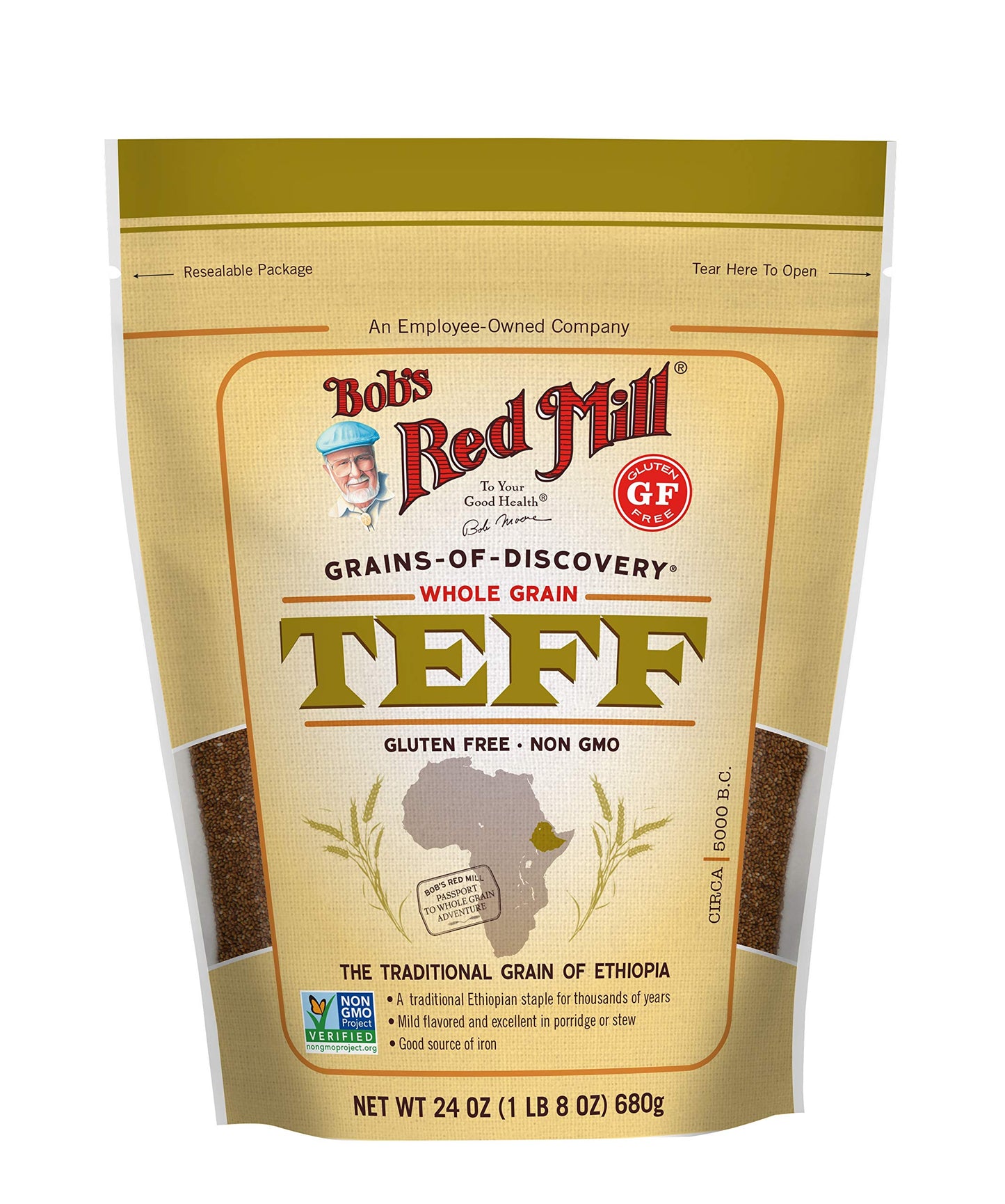 Bob s Red Mill Whole Grain Teff, 24oz (Pack of 4) - Non GMO, Whole Grain, Vegan, Kosher