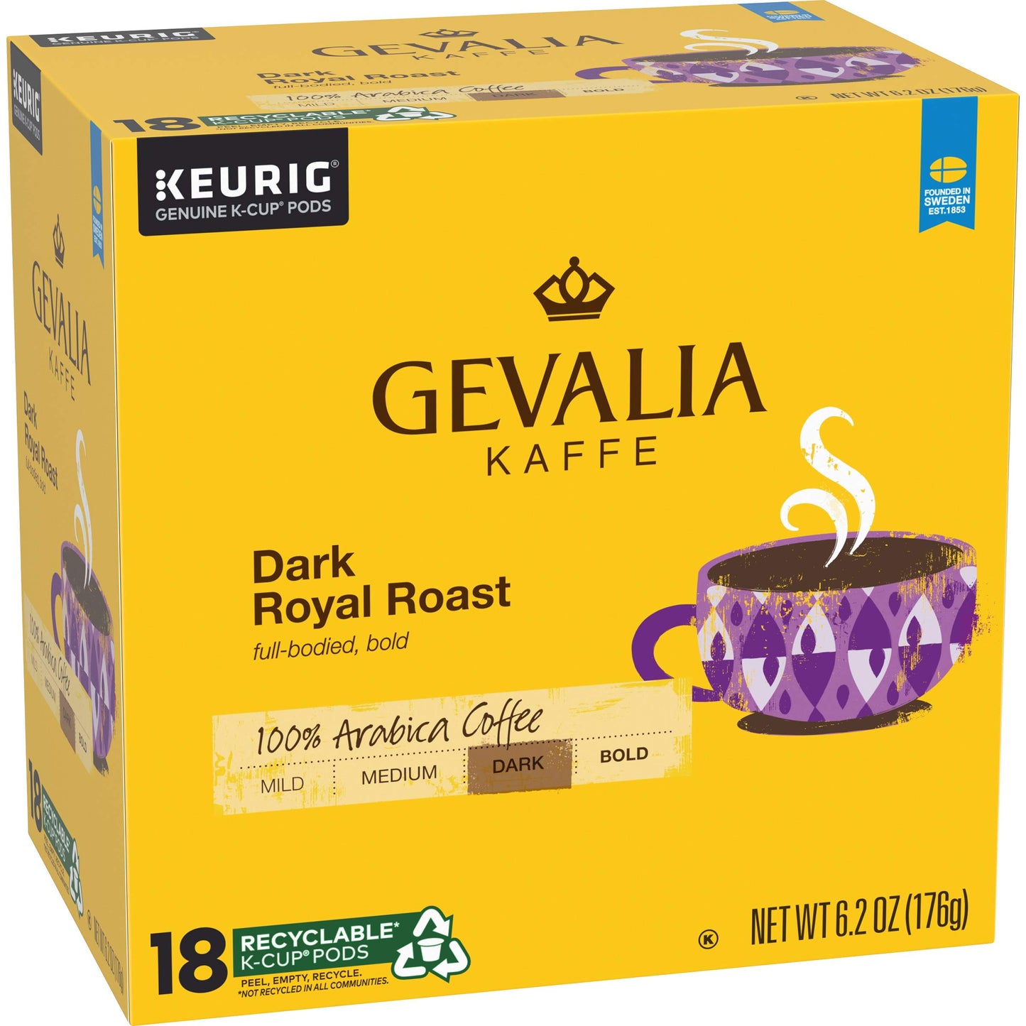 Gevalia Dark Royal Roast Coffee, K-Cup Pods, 18 Count (Pack Of 4)