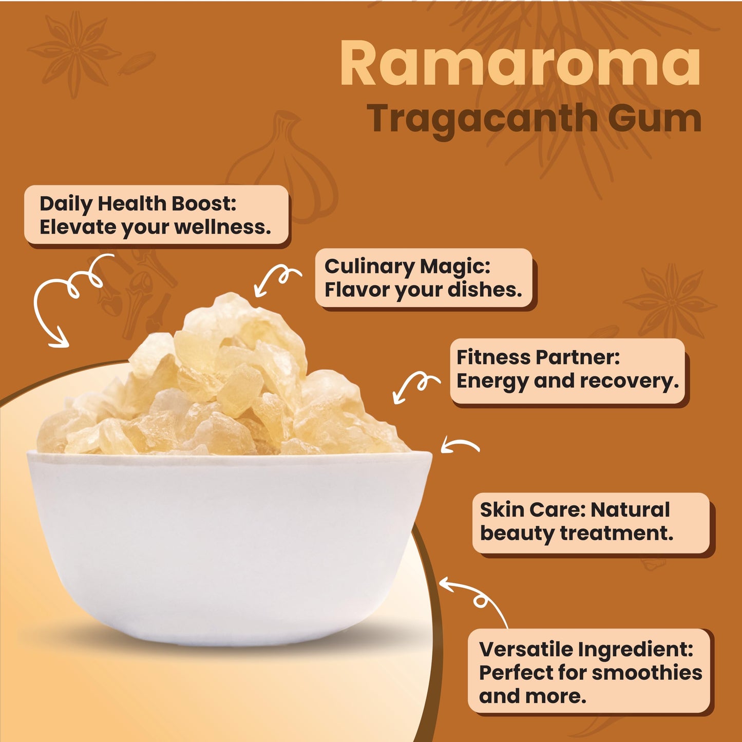 Ramaroma Gond Katira Organic Edible Gum, Vegan, Salt-Free, NON-GMO, 10.0oz (284g)