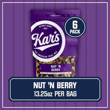 Kars Nuts Nut N Berry Trail Mix, 13.25 Oz Individual Snack Packs - Pack Of 6 - No Salt Added Snack Mix For Long-Lasting Energy