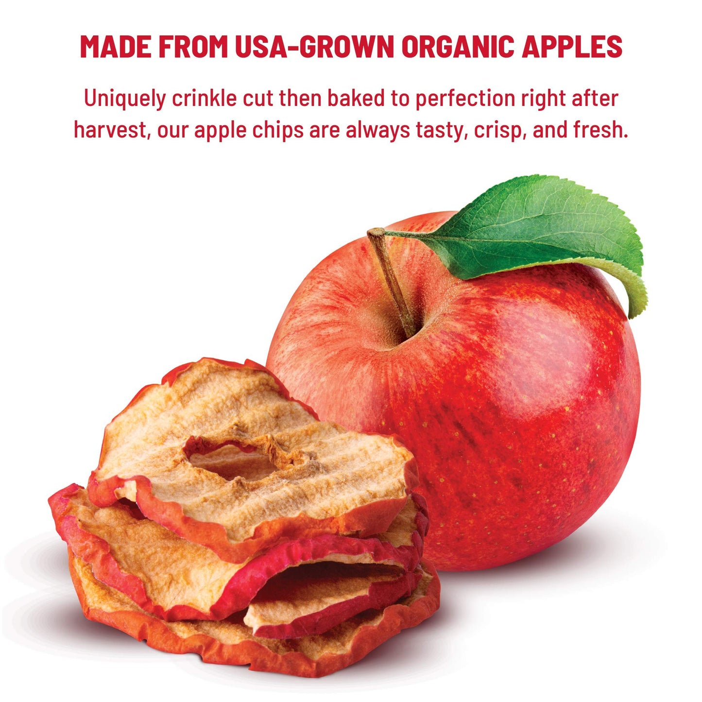Gourmet Nut Simple Slices Organic Baked Apple Chips, USA Grown Apples, No Added Sugar, Red Apples, 3.5oz bags, Pack of 3, 10.5oz