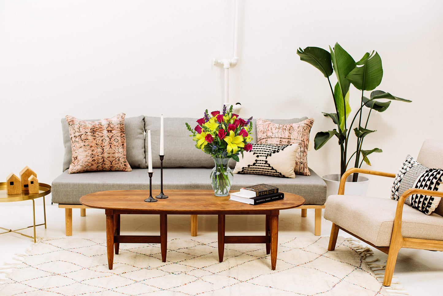 Benchmark Bouquets, Joyful Wishes, Glass Vase Included, Gift Fresh Flowers For Birthday, Anniversary, Get Well, Sympathy, Congra