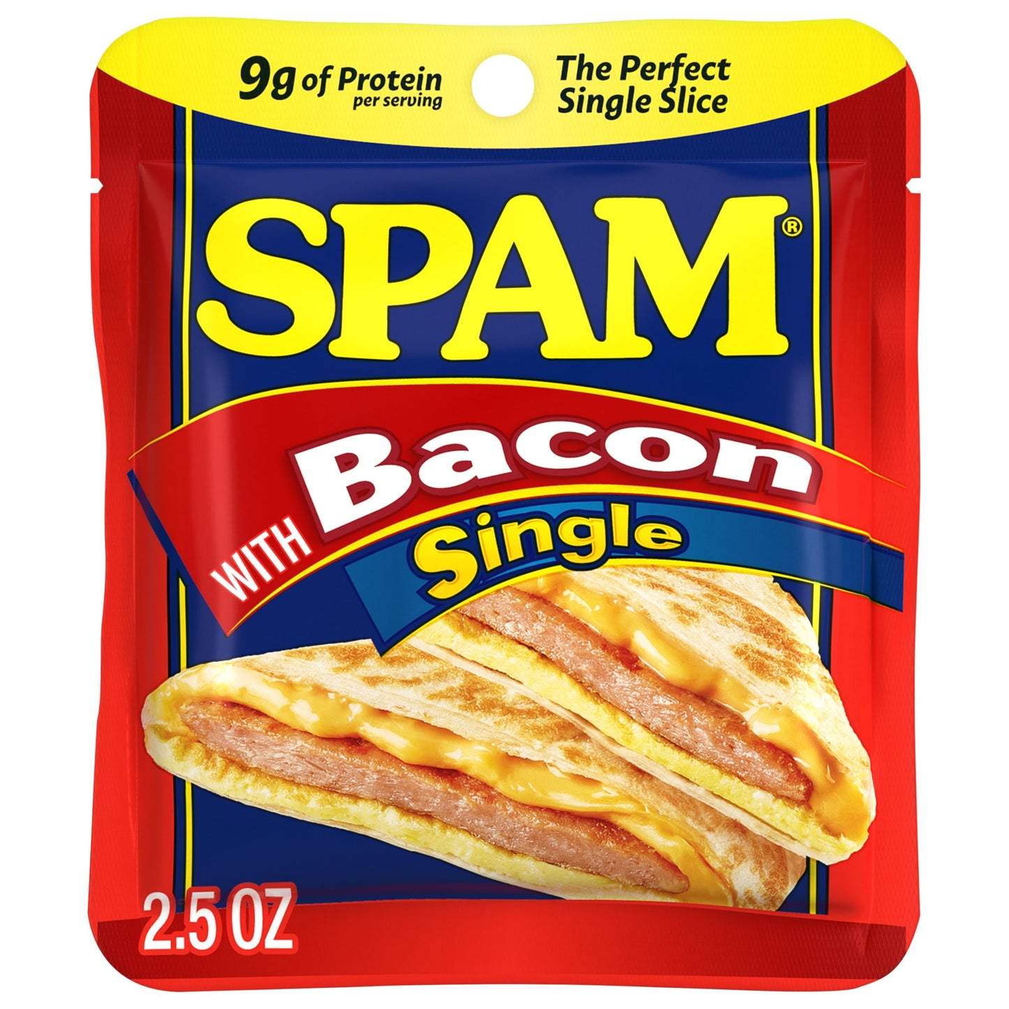 SPAM Single Bacon 2.5oz Individual Pouch (Pack of 12) Fully Cooked Pork and Ham  9g of Protein  0g Trans Fat  Low Carb  Keto-Friendly  Gluten Free  Easy Open Pouch  Perfect for Sandwiches & Breakfast