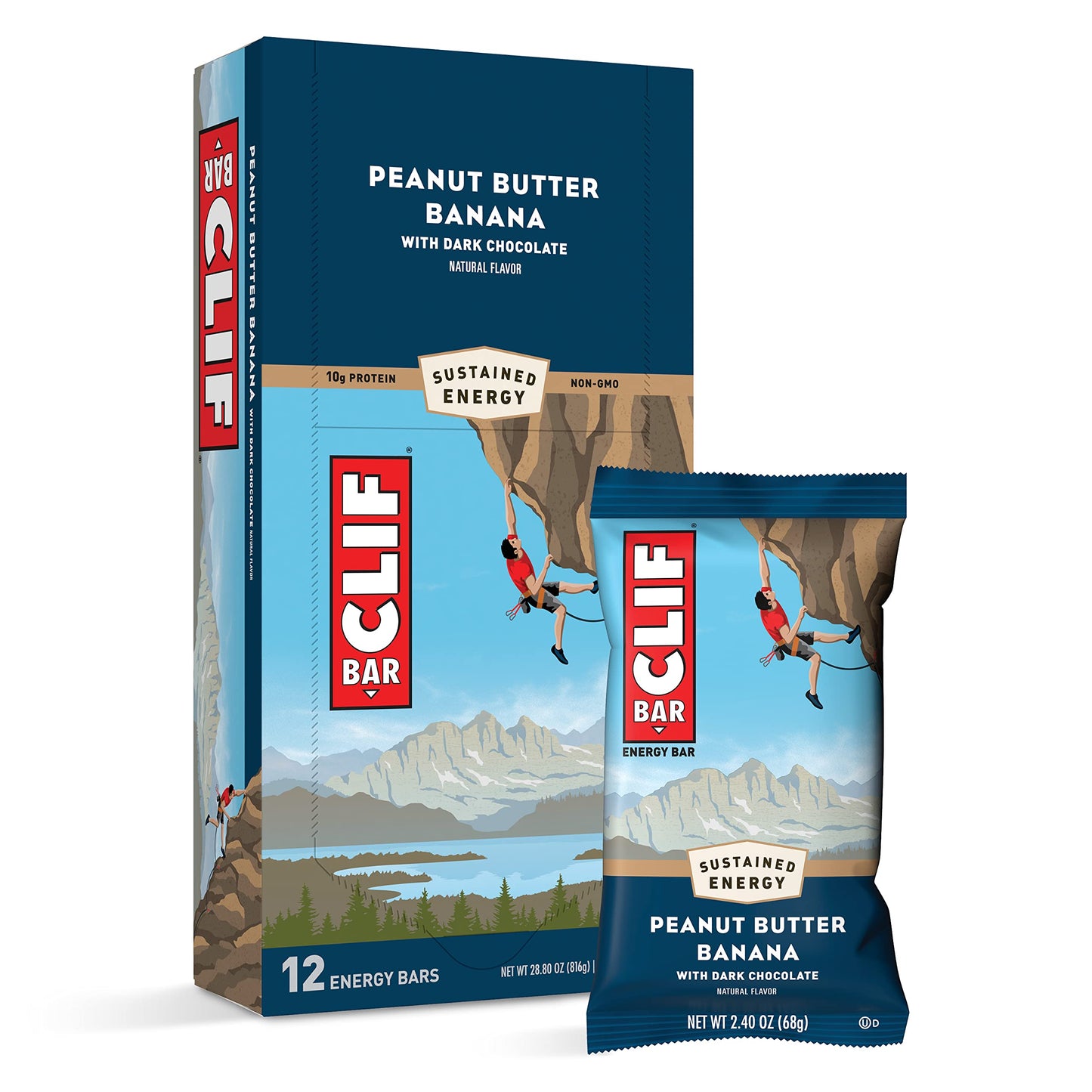 Clif Bars - Energy Bars - Peanut Butter Banana Dark Chocolate - Made With Organic Oats - Plant Based Food - Vegetarian - Kosher 