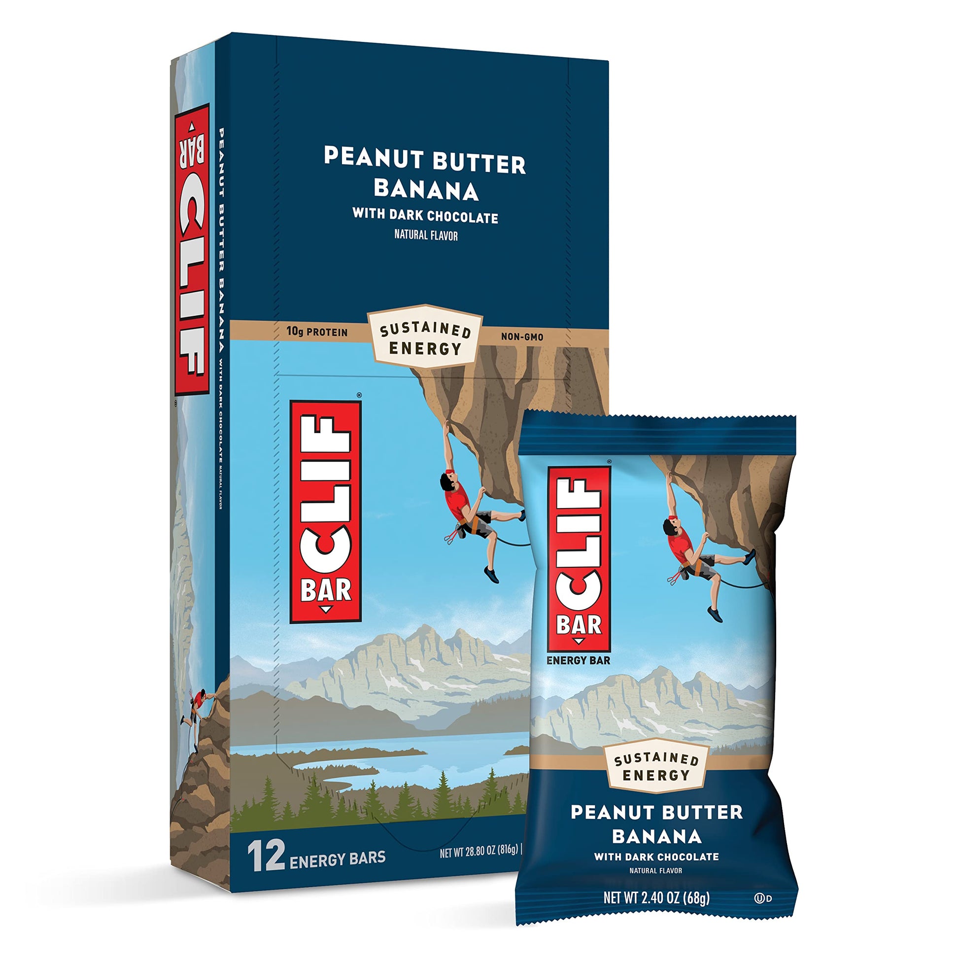 Clif Bars - Energy Bars - Peanut Butter Banana Dark Chocolate - Made With Organic Oats - Plant Based Food - Vegetarian - Kosher 