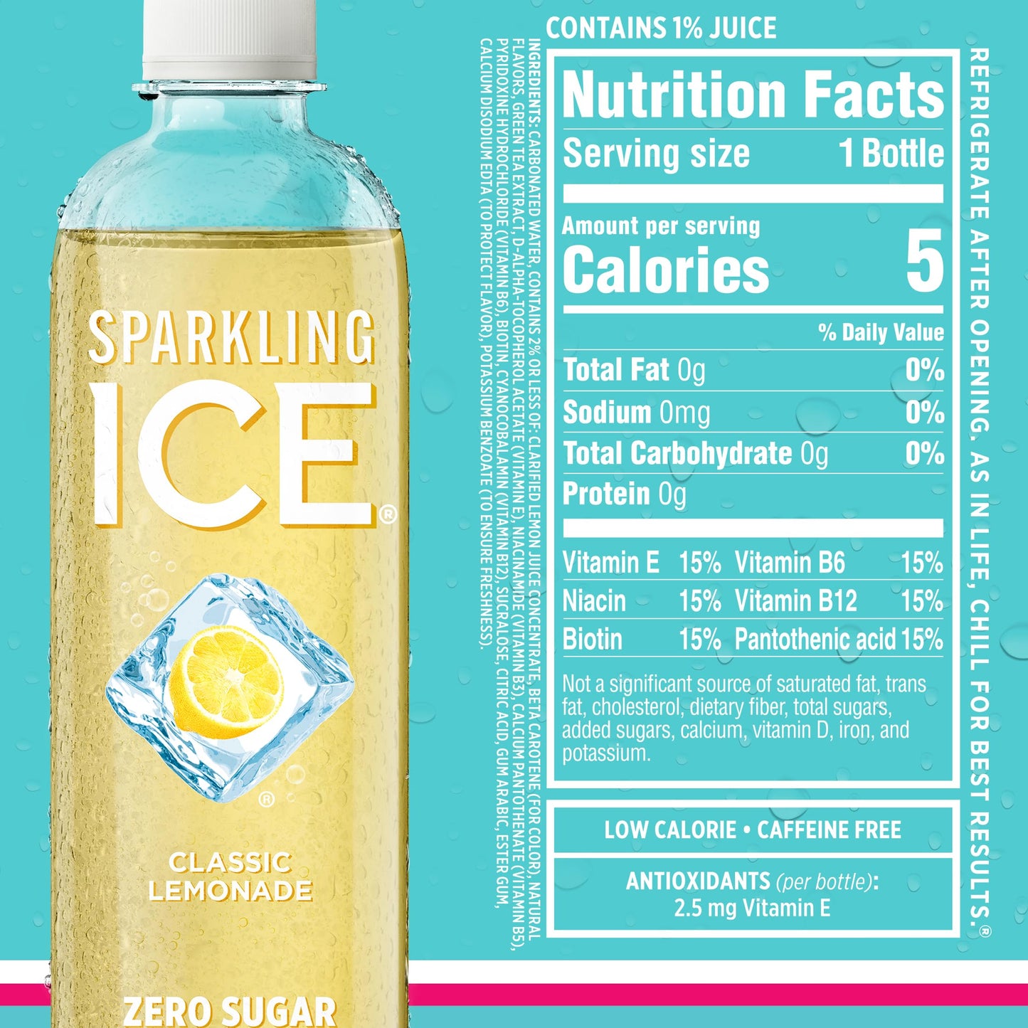 Sparkling Ice Blue Variety Pack, Zero Sugar Sparkling Water, with Vitamins and Antioxidants, 17 fl oz, 12 count (Classic Lemonad