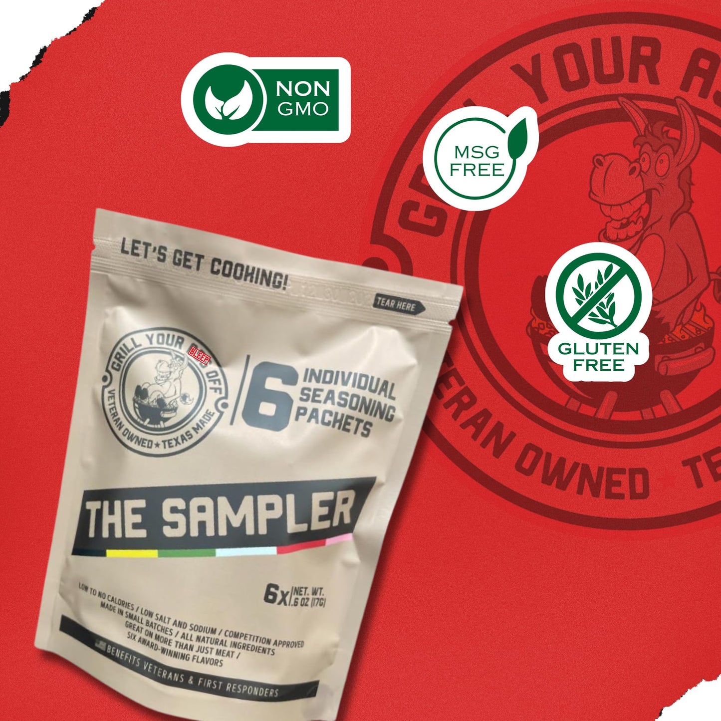 Grill Your Ass Off BBQ & Grill Seasoning Sample Pack - 6 Pack, Gluten Free, 8 Ounce