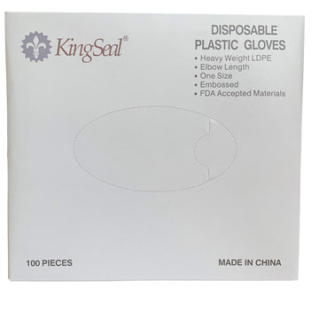 Kingseal 2000 Count Poly Elbow Length Disposable Gloves, 21 Inches From Fingertip To Cuff, Embossed Finish For Better Grip, Osfm - 20 Packs X 100