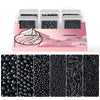HUEBEATY 6-in-1 Black Edible Cake Pearls Sprinkles for Cake Cookies Decorating and Baking | 180g/6.36oz | Black Sanding Sugar fo