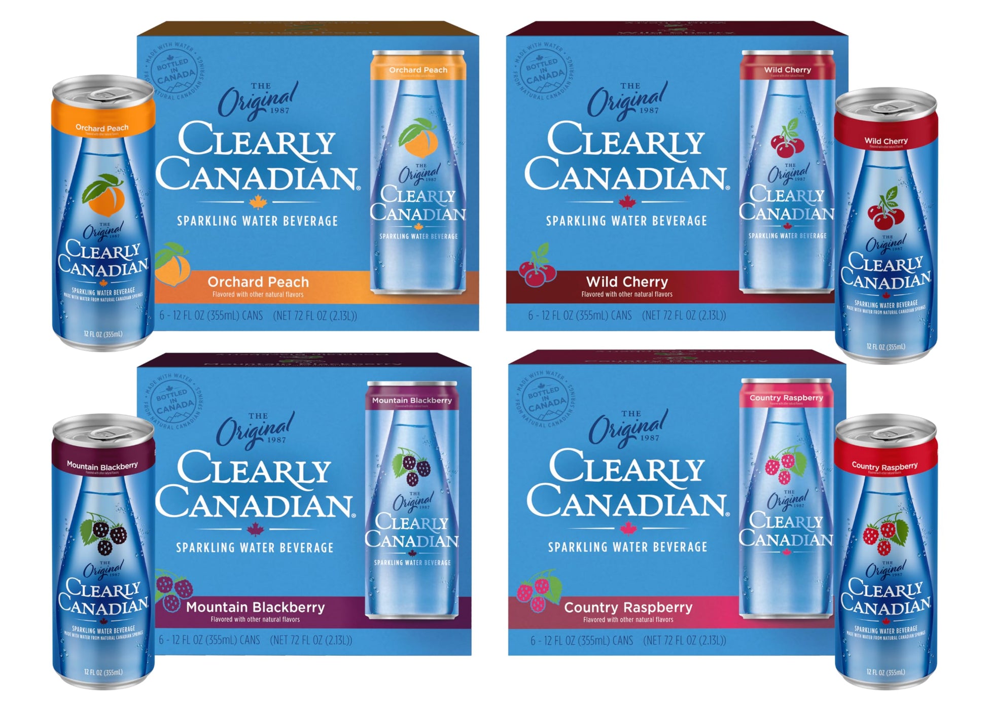 Clearly Canadian Sparkling Water Variety Pack, 24-Pack, Assorted Flavors, Naturally Flavored Carbonated Drink