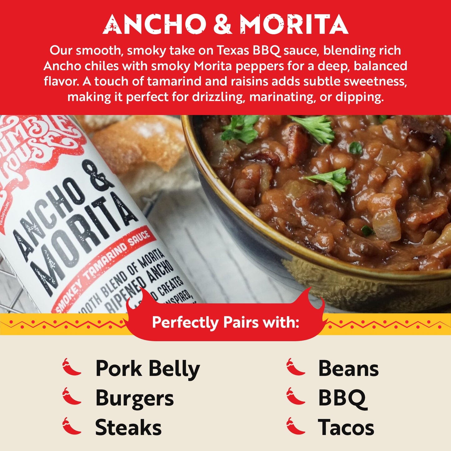 Humble House Ancho & Morita Chiles Hot Sauce, Vegan, Low Calories, 9.5 oz