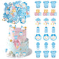 60 PCS Edible Oh Baby Cupcake Toppers Pacifier Cloud Moon Star Welcome Baby Boy Cupcake Picks Edible Baby Shower It's a Boy Cake