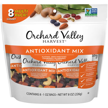 Orchard Valley Harvest Antioxidant Mix, 1 Ounce Bags (Pack of 8), Almonds, Cranberries, Blueberries, Cashews, and Pepitas, Non-G
