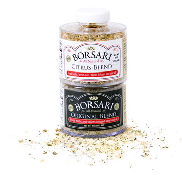 Borsari Seasoned Salt 2-Shaker Gift Set - Citrus & Original Blends - Gluten Free Gourmet Seasonings For Steak, Fish, Poultry, &