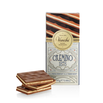 Venchi - Cremino 1878 Chocolate Bar With Almond Gianduja And Hazelnuts, 3.88Oz - Gluten Free
