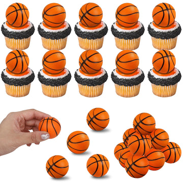 10 Pcs Basketball Cupcake Toppers 3D Basketball Cupcake Topper Decorations For Sports Theme Baby Shower Kids Birthday Party Cake
