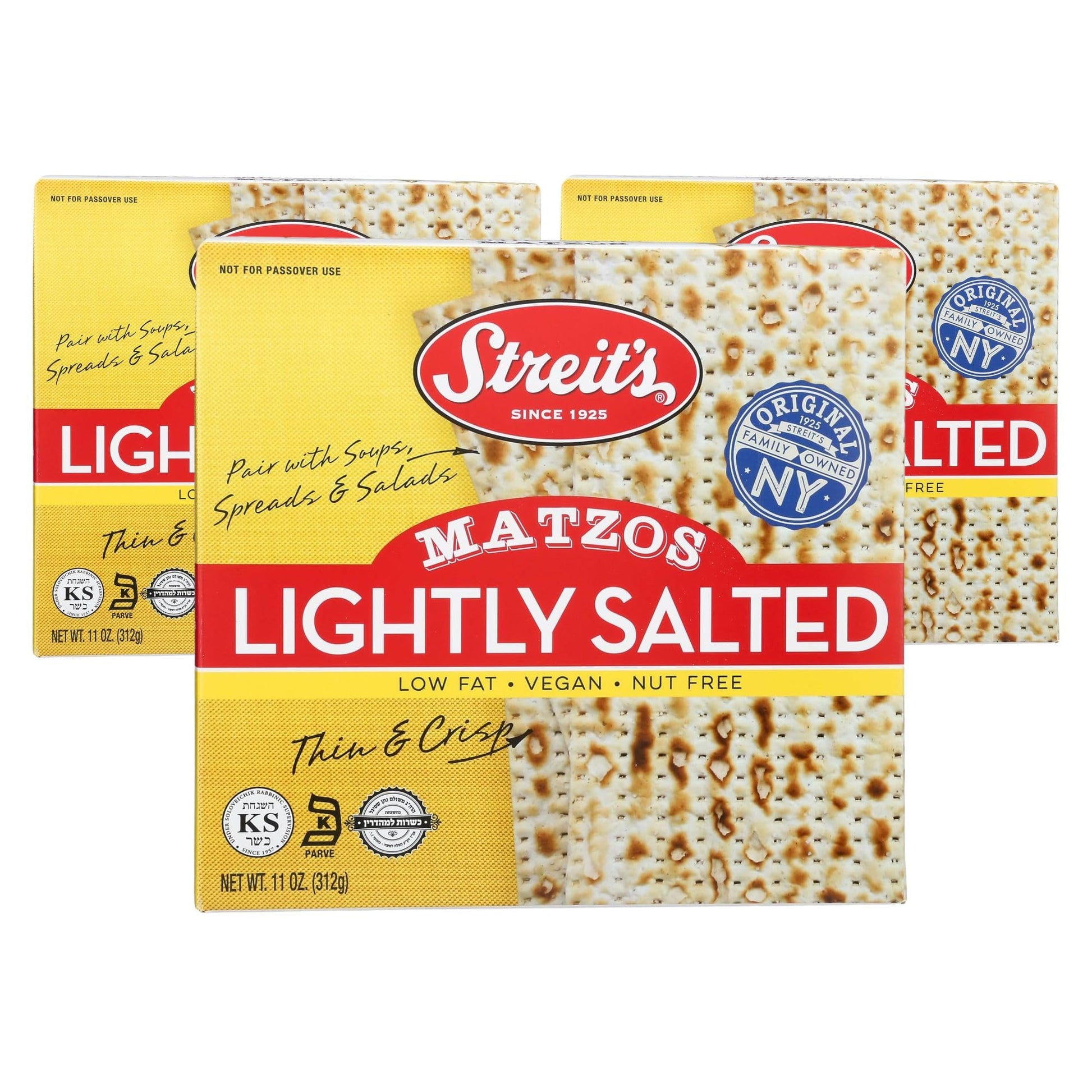 Streits Lightly Salted Matzo - Americas #1 Matzah, Thin & Crispy, Non-GMO, Low Fat, Vegan, Nut Free, Family Owned, Kosher Cert