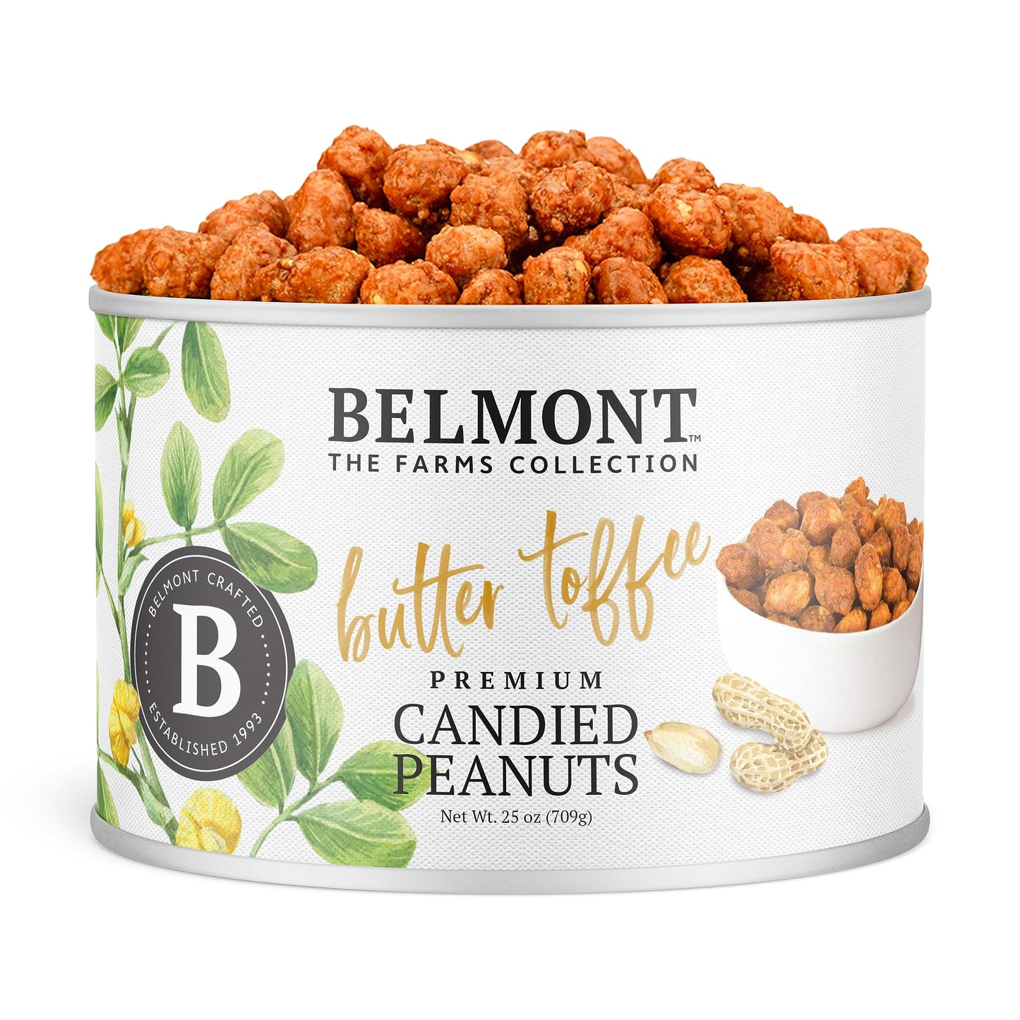 Belmont Peanuts Gourmet Butter Toffee Candied Peanuts, 25 oz, 4 Ingredients, No Preservatives, Crunchy Snack