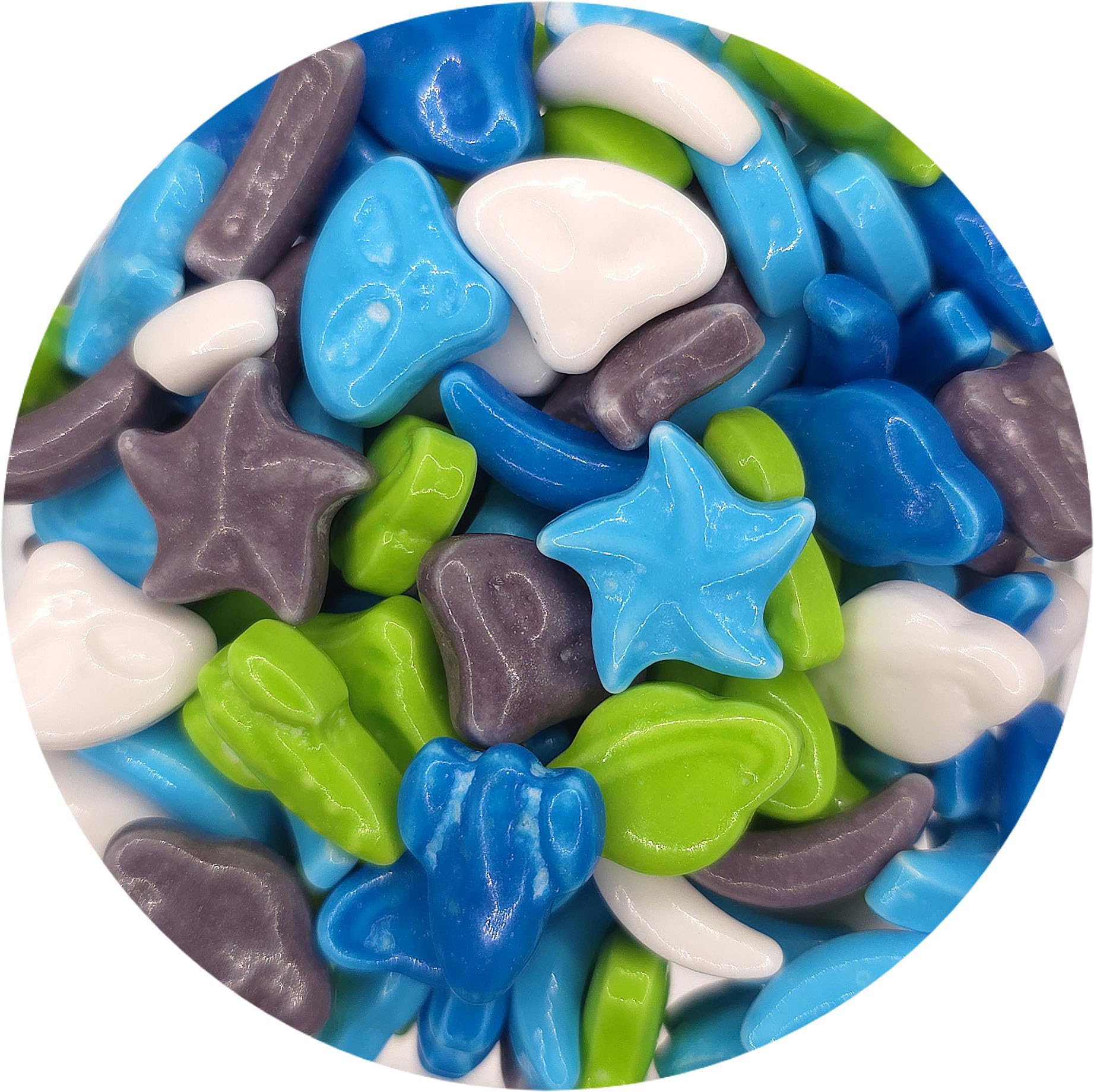 NCS Outer Space Blue, Purple, White, and Lime Green Space Ship, Alien, Planet, Moon and Star Edible Candy Sprinkles, 8 ounces - 
