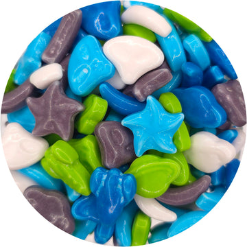 NCS Outer Space Blue, Purple, White, and Lime Green Space Ship, Alien, Planet, Moon and Star Edible Candy Sprinkles, 8 ounces - 