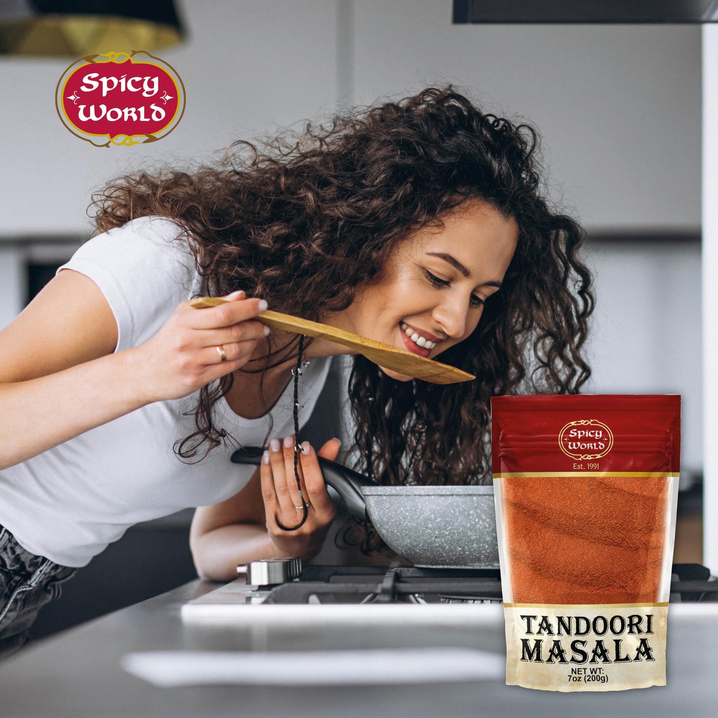 Spicy World Tandoori Masala Spice Mix Seasoning 7 Oz - 18 Spice Blend - Premium Quality Tandori Masala, Marinade & Grill Spice B
