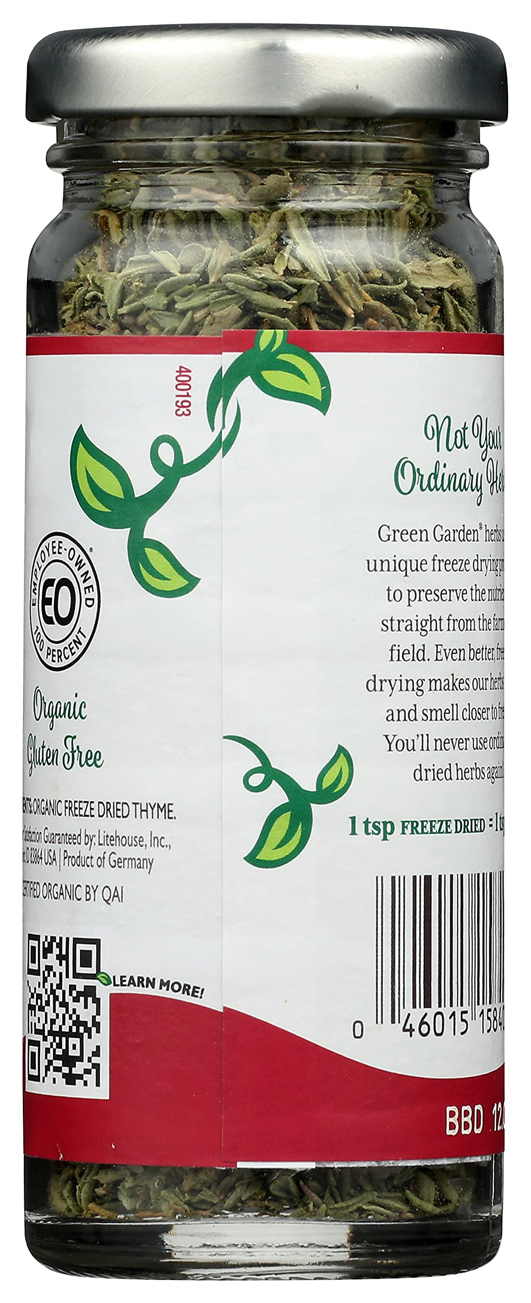 Green Garden Freeze-Dried Organic Thyme - Freeze Dried Organic Thyme Leaves and Thyme Sticks, Thyme Seasoning, Freeze Dried Leaf