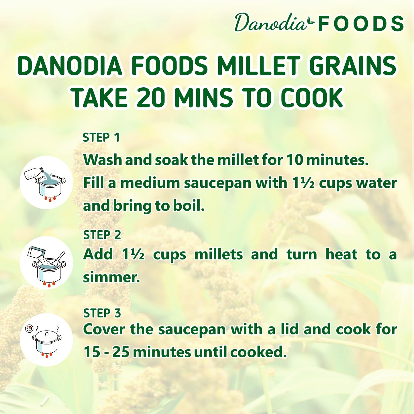 Danodia Foods Organic Proso Millet (2 Lbs | 950G | 33Oz) | Unpolished, Whole Grain, Gluten-Free, Hulled Superfood | Natural, Non-Gmo, Vegan, High Fiber & Protein | Fda Registered