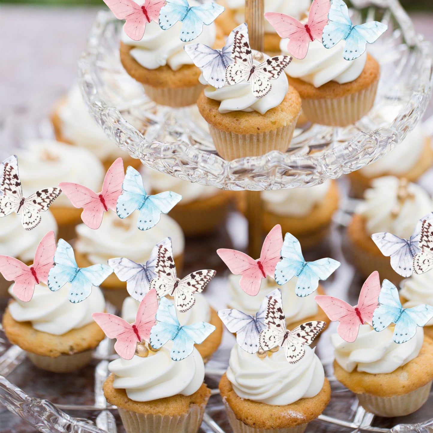 48 Pcs Edible Butterfly Cupcake Toppers Colorful Wafer Paper Butterflies Cake Decorations Edible Butterfly Cupcake Picks For But