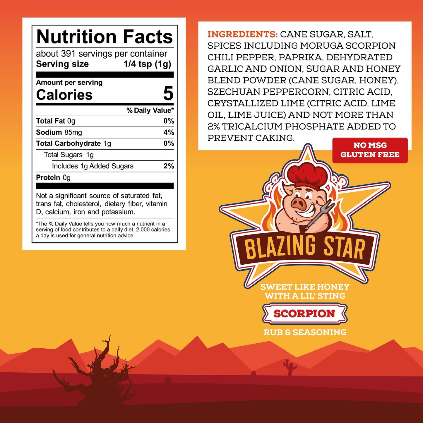 Blazing Star Bbq Scorpion Rub & Seasoning, Shaker Spice Mix 13.8 Oz