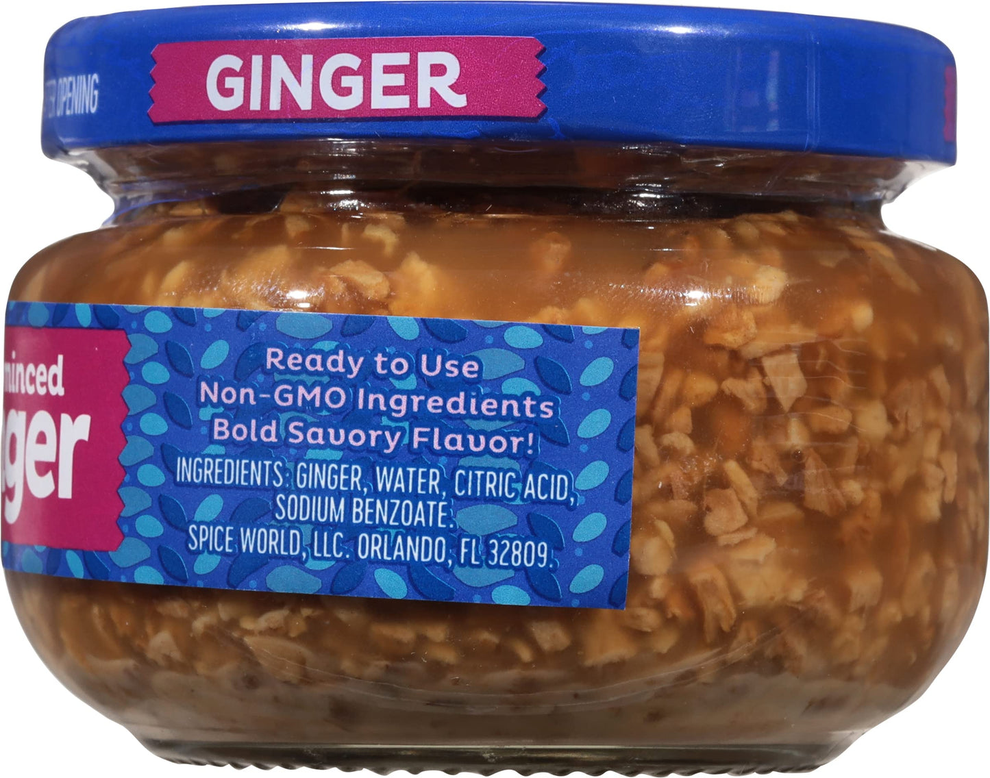 Spice World Minced Ginger - 4Oz Ginger Jar With Non-Gmo Ingredients, Perfect For Stir Fry, Marinades, & More - Ready-To-Use Seas